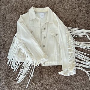 White Fringe Jean Jacket